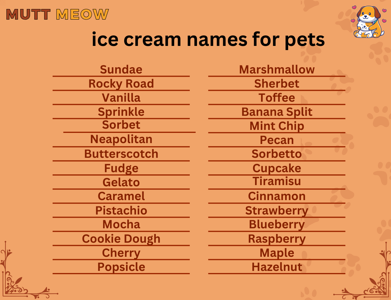 ice cream names for pets
