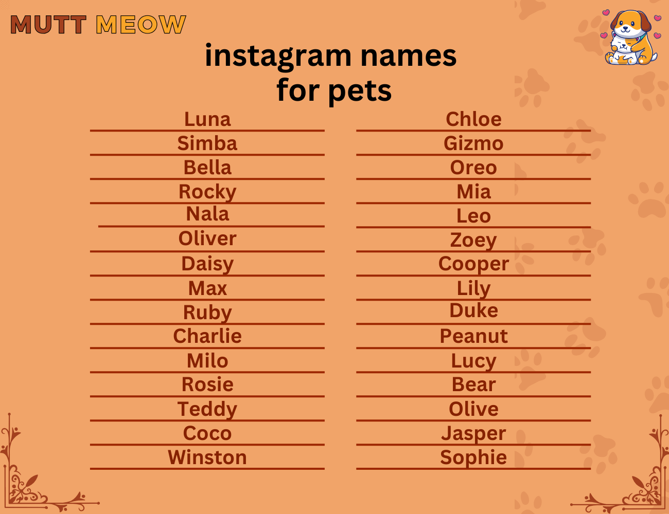 instagram names for pets