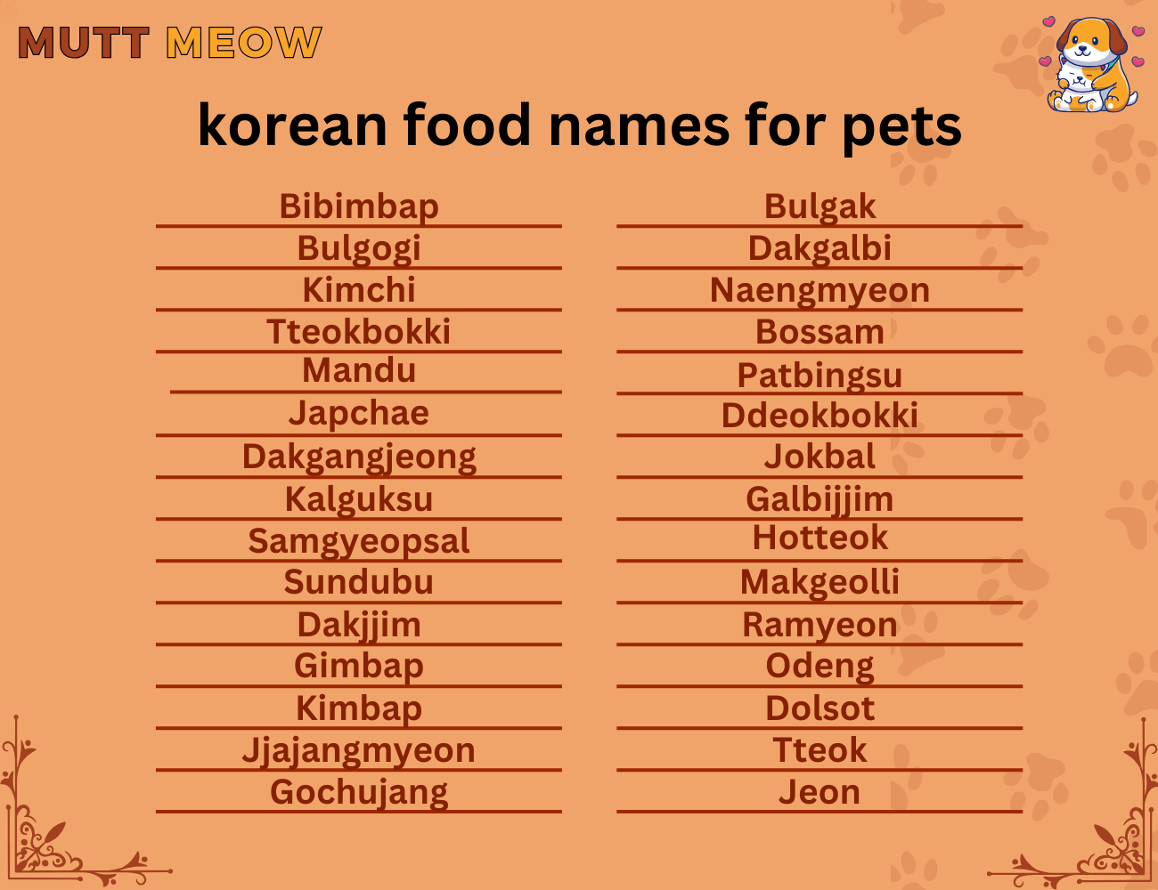 korean food names for pets