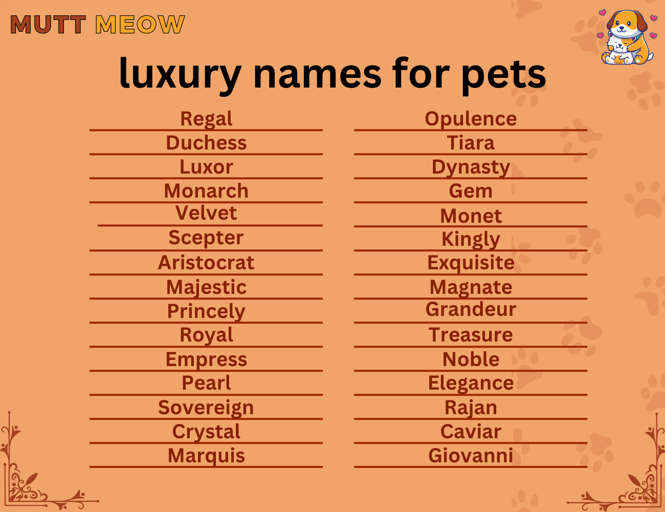 luxury names for pets