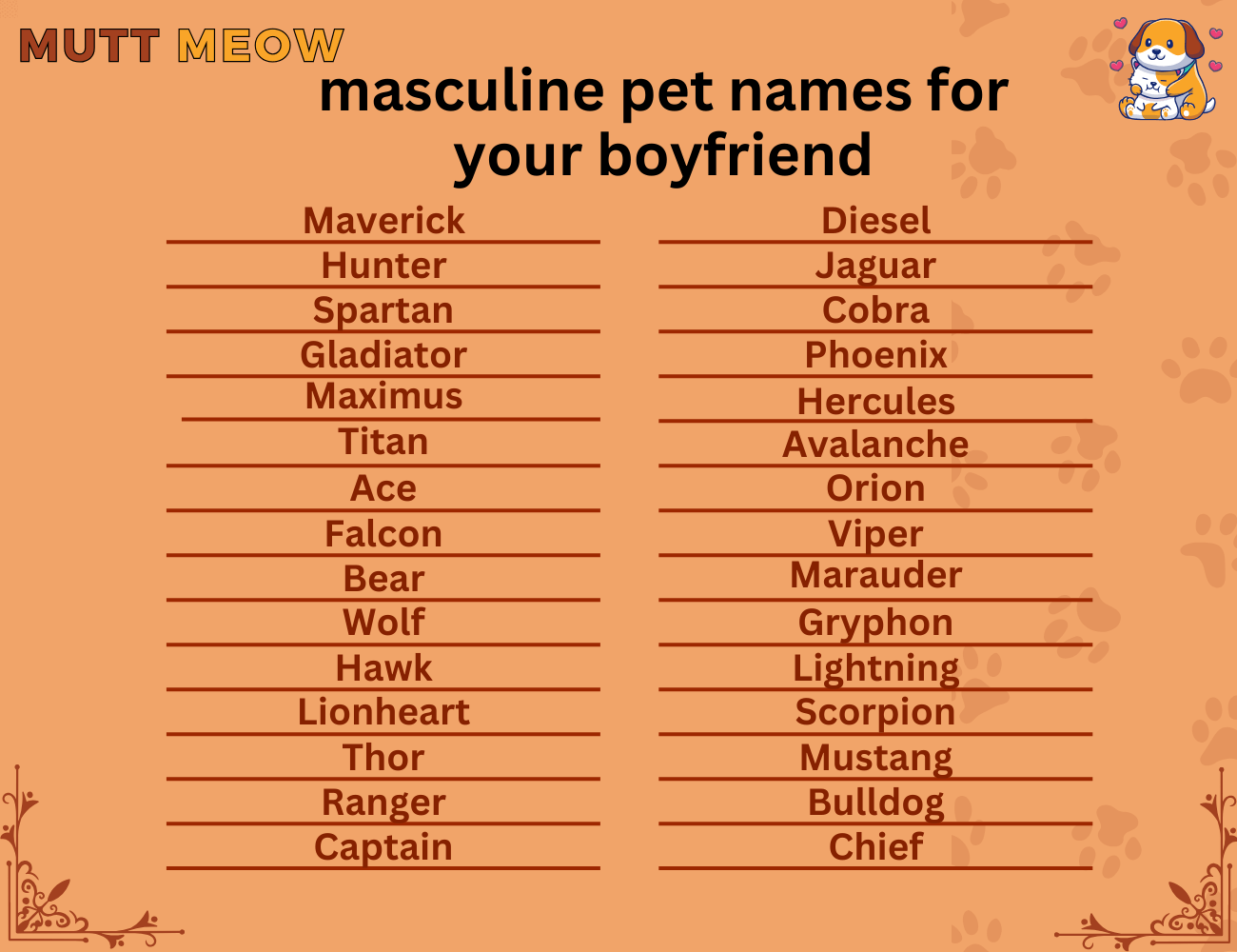 masculine pet names for your boyfriend