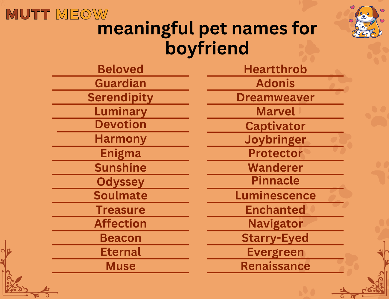 meaningful pet names for boyfriend