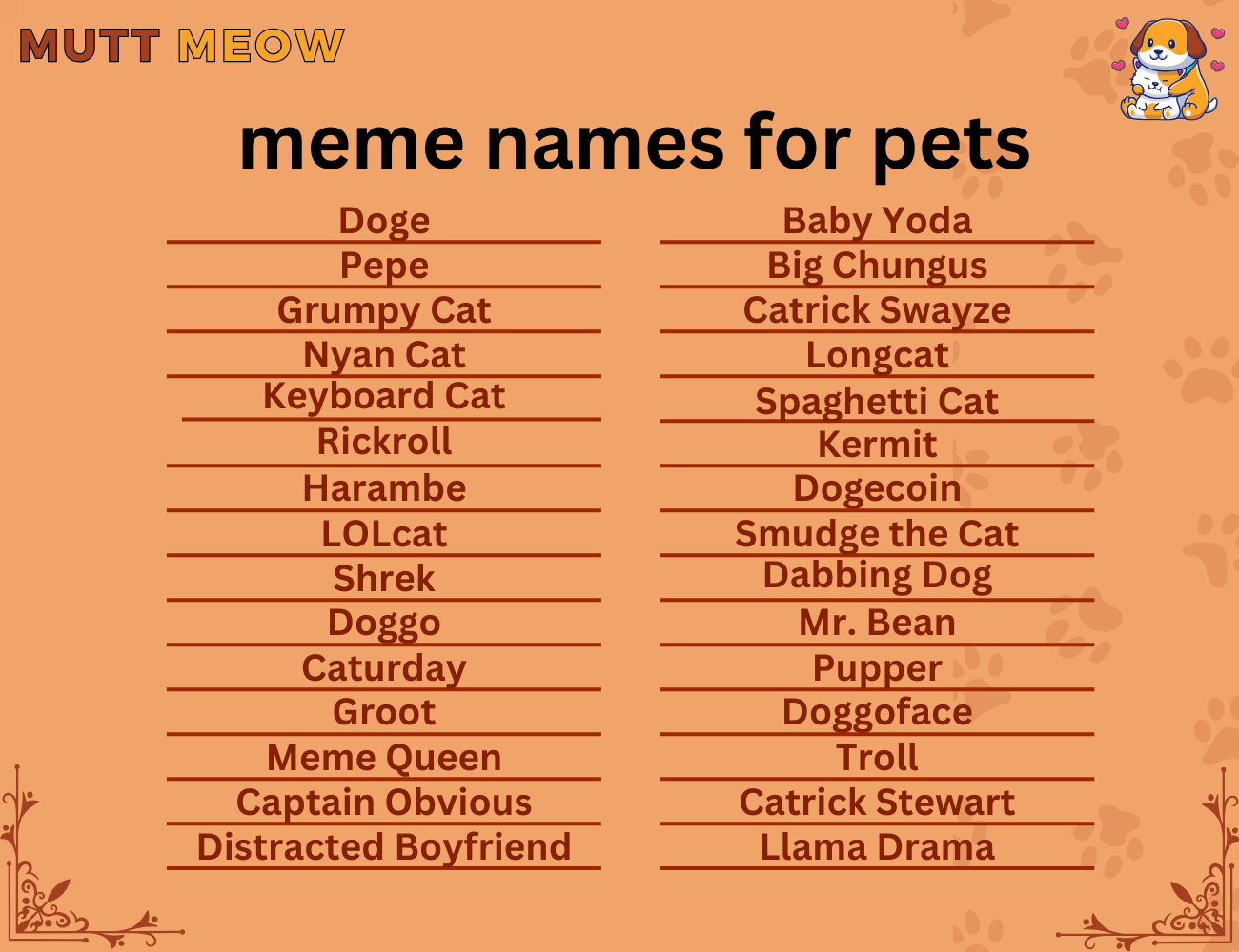 meme names for pets