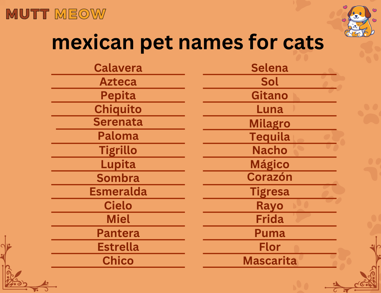 mexican pet names for cats