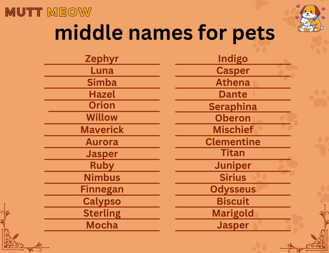 middle names for pets
