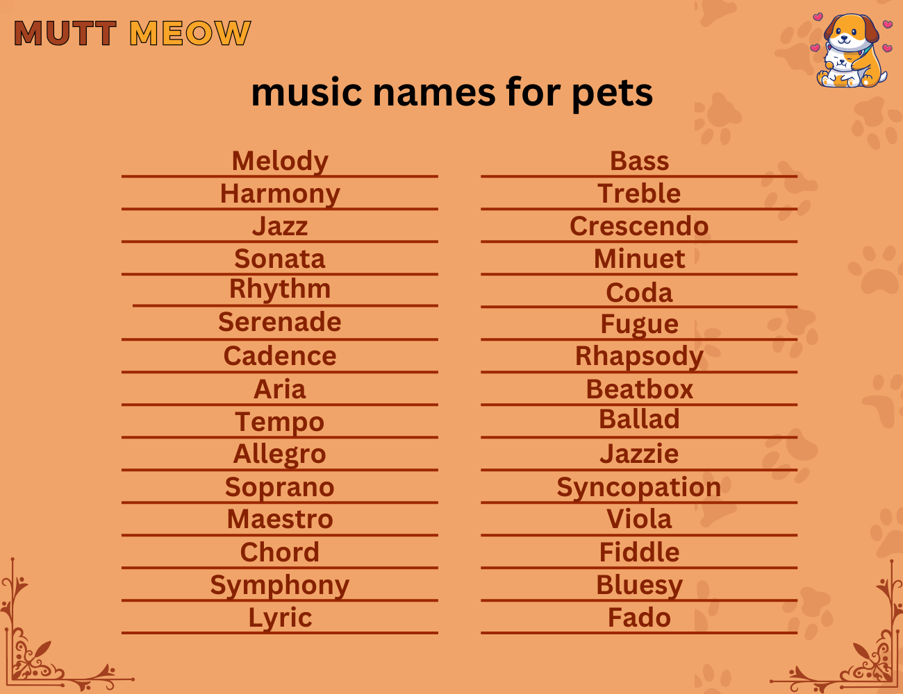 music names for pets