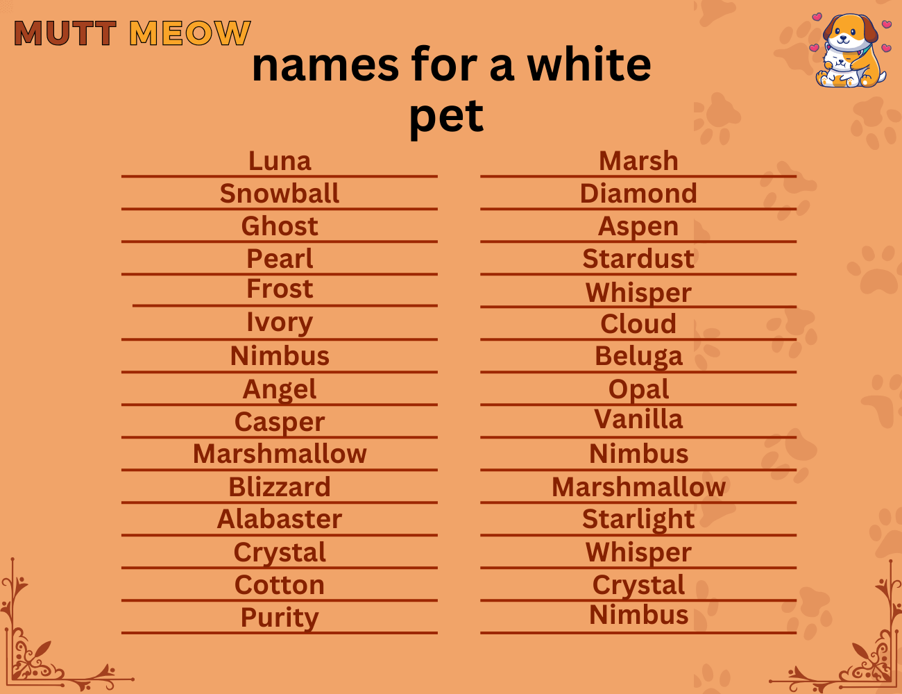 names for a white pet