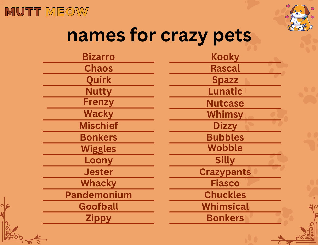 names for crazy pets