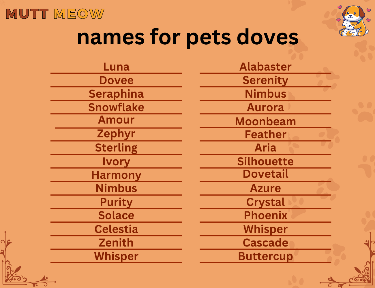 names for pet doves