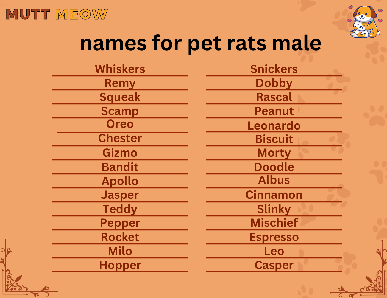 names for pet rats male
