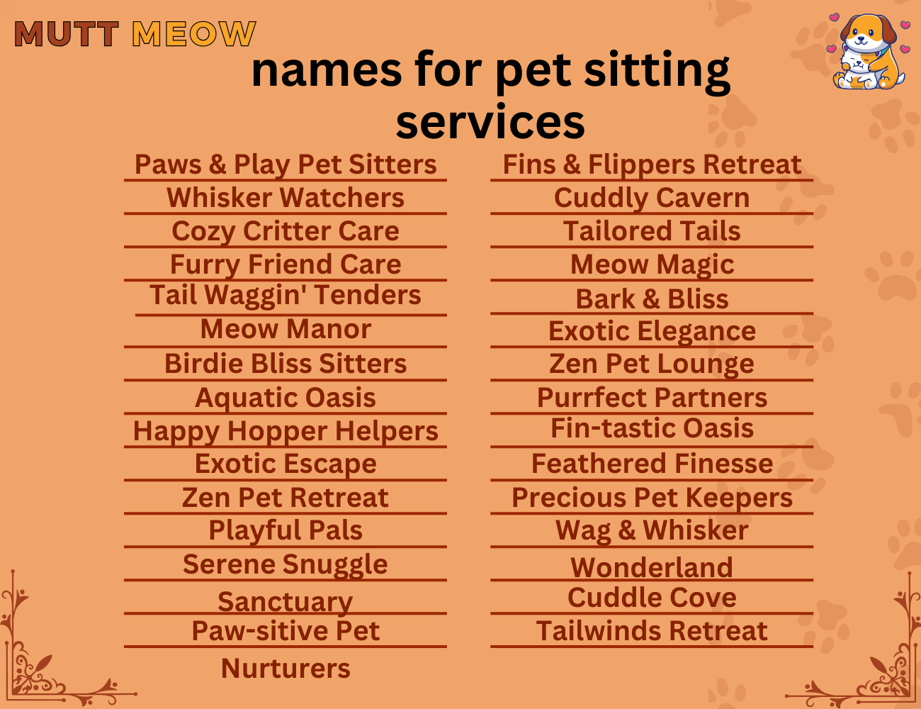 names for pet sitting services