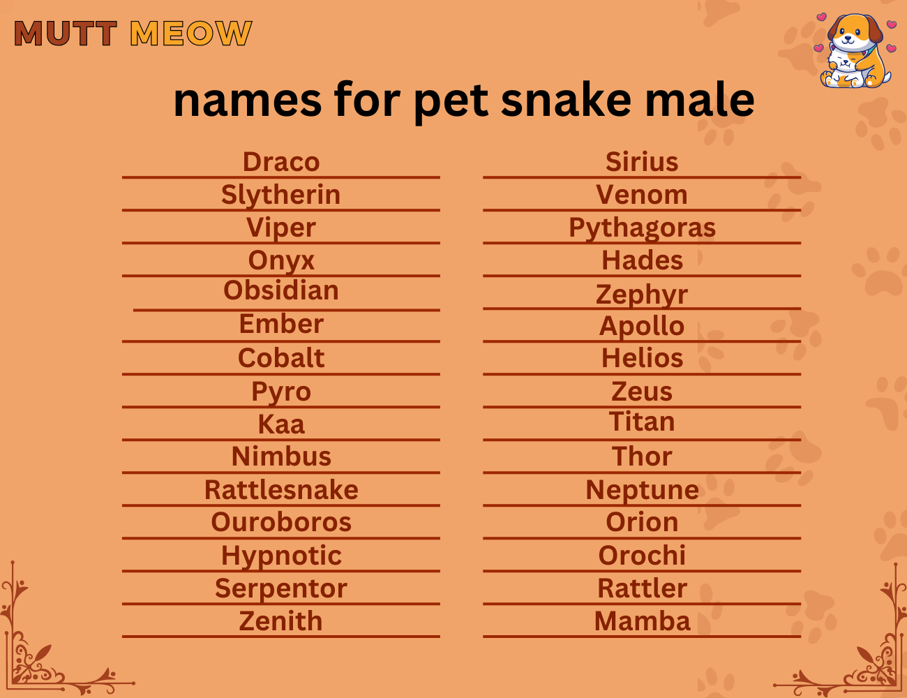 names for pet snake male