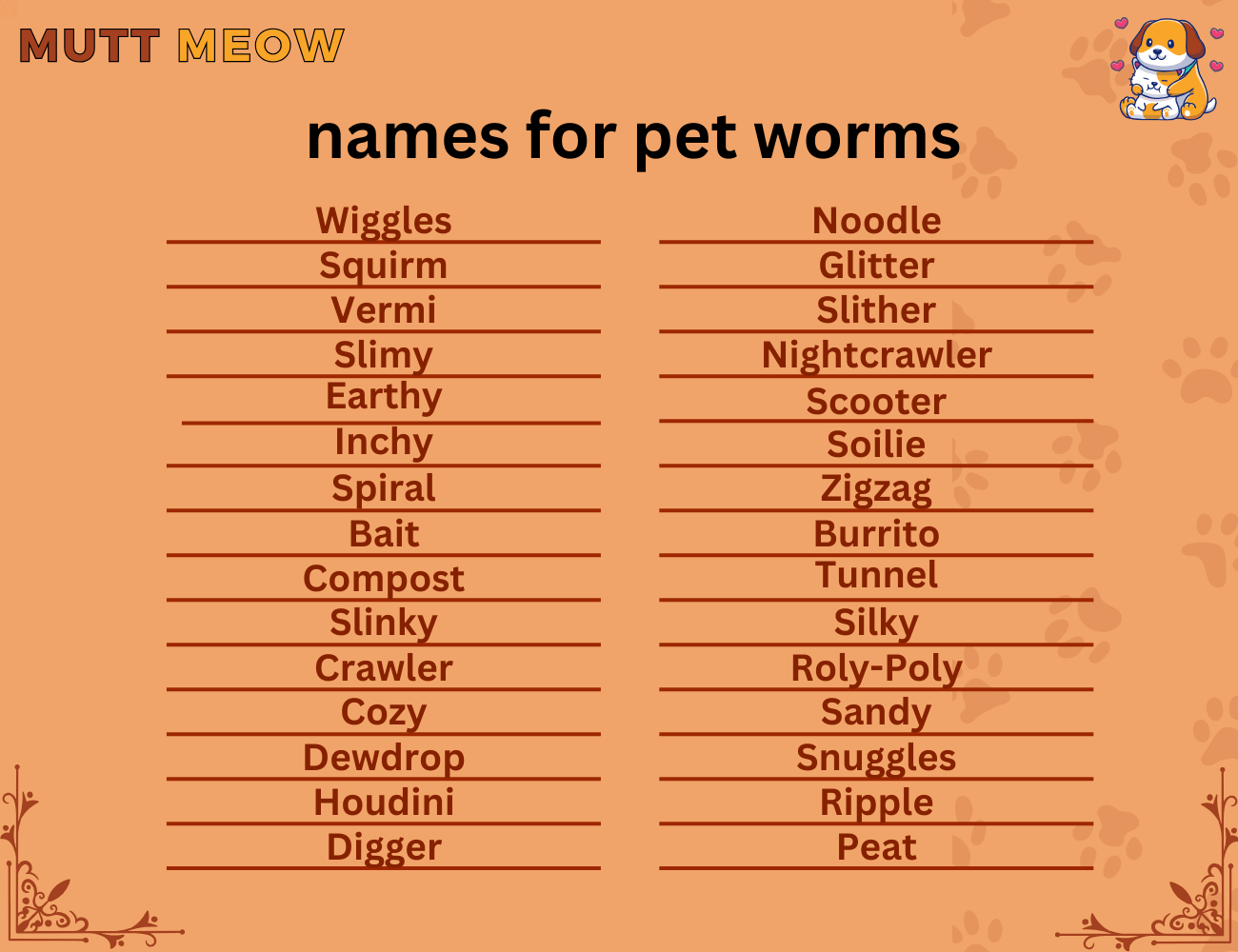 names for pet worms