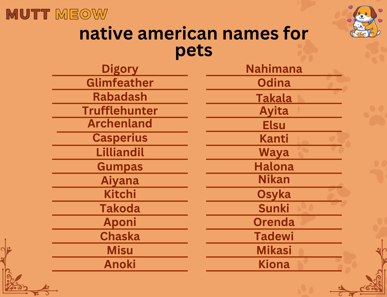 native american names for pets