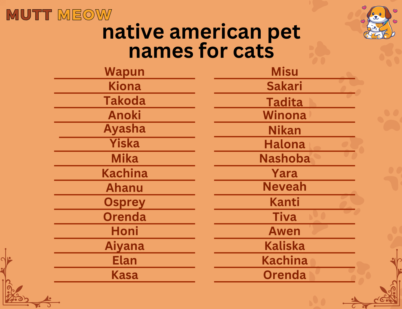 native american pet names for cats