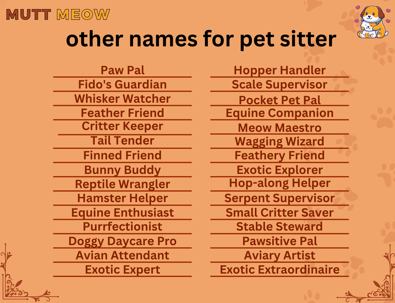 other names for pet sitter
