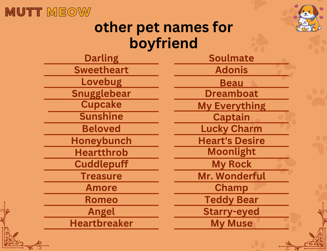 other pet names for boyfriend