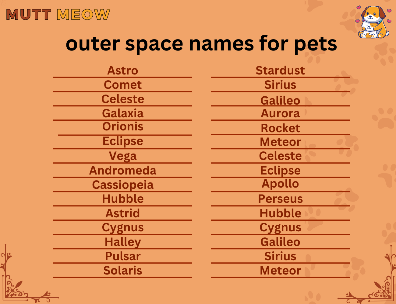 outer space names for pets