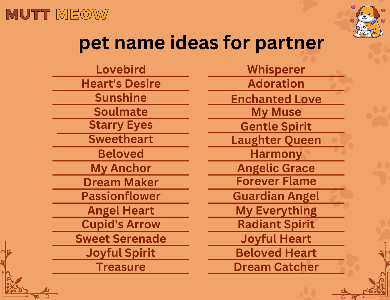 pet name ideas for partner