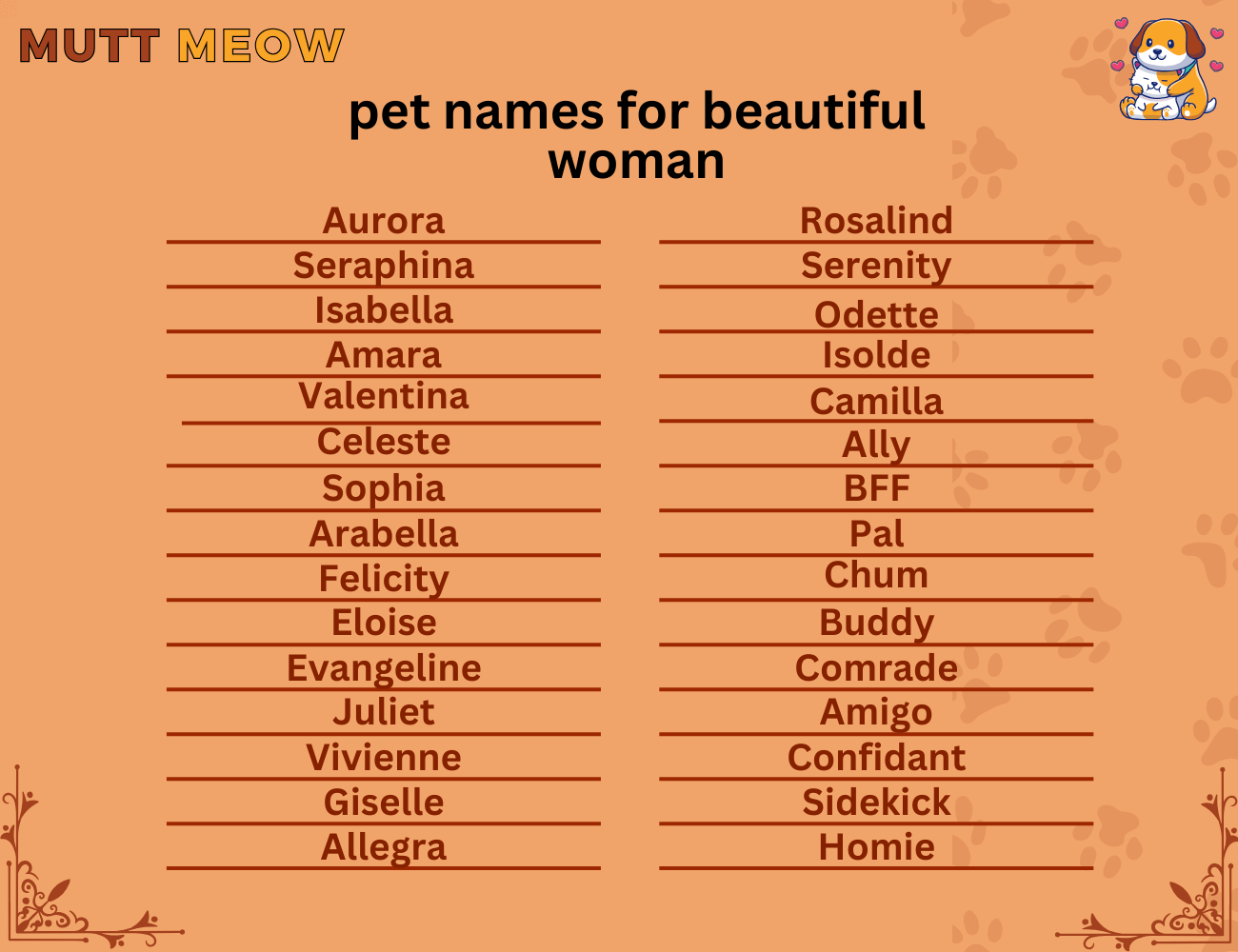 pet names for beautiful woman