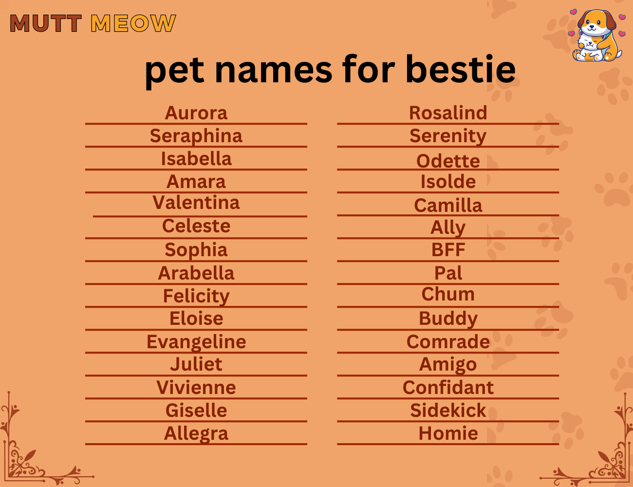 pet names for bestie