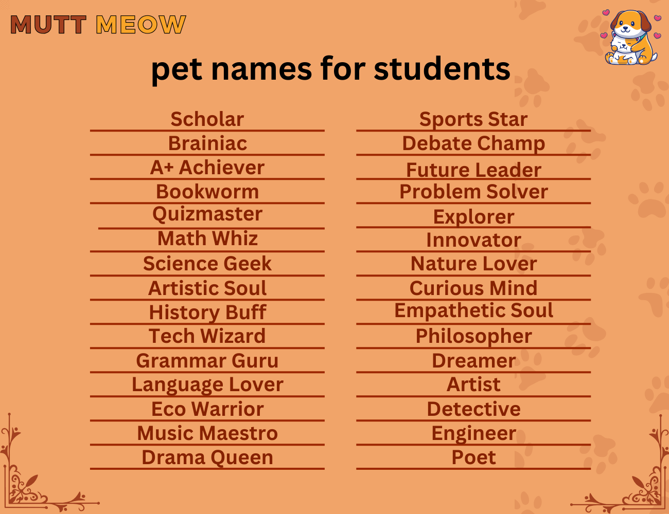 pet names for students