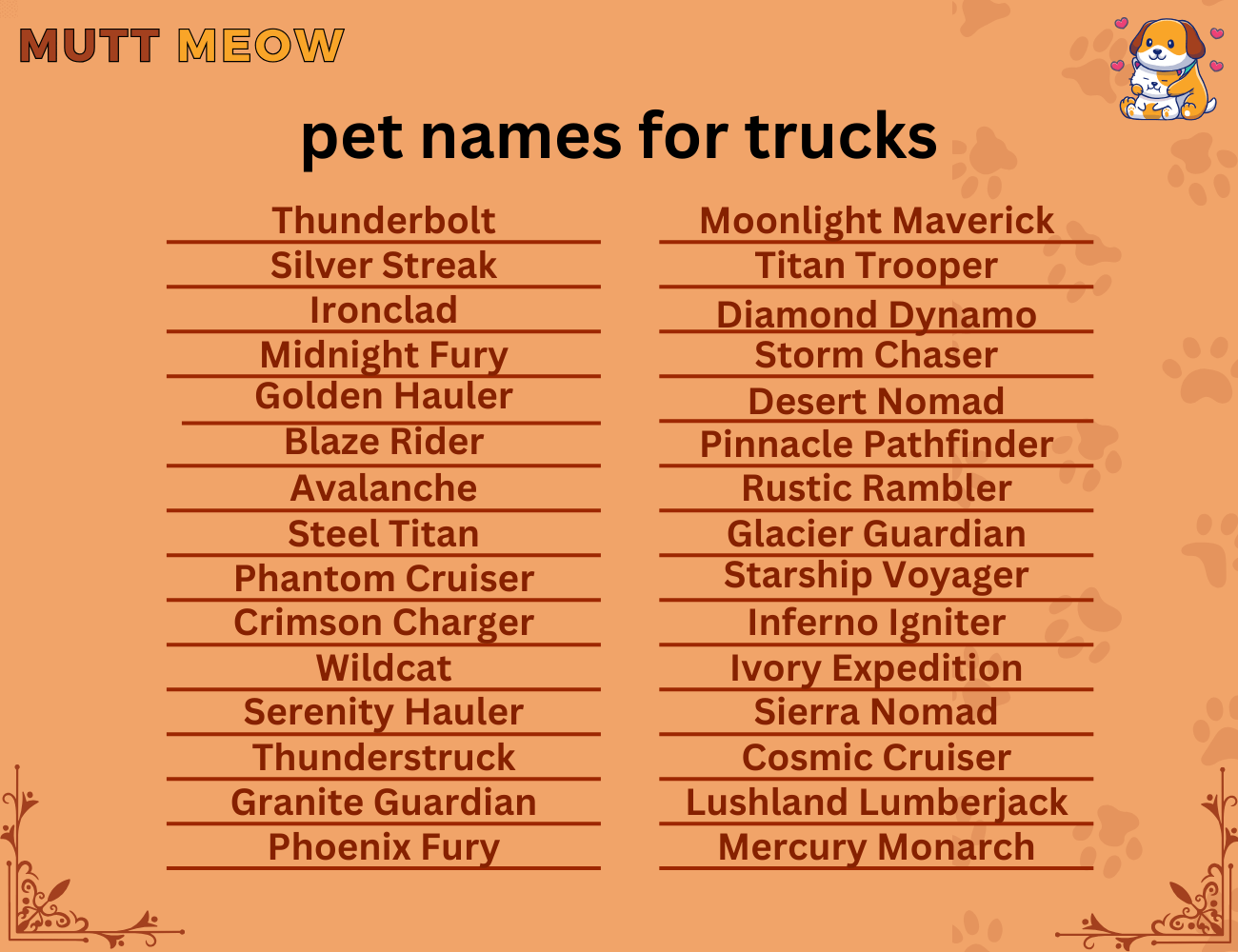 pet names for trucks