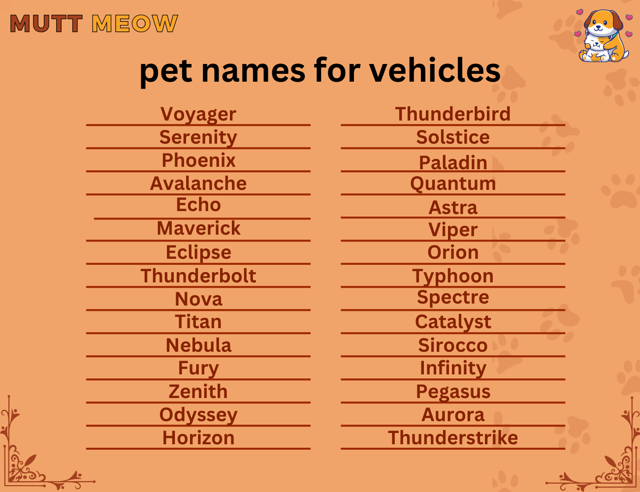 pet names for vehicles