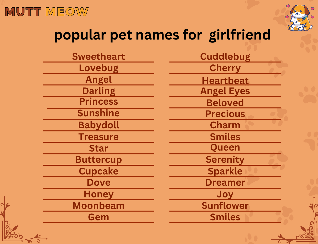 popular pet names for girlfriend