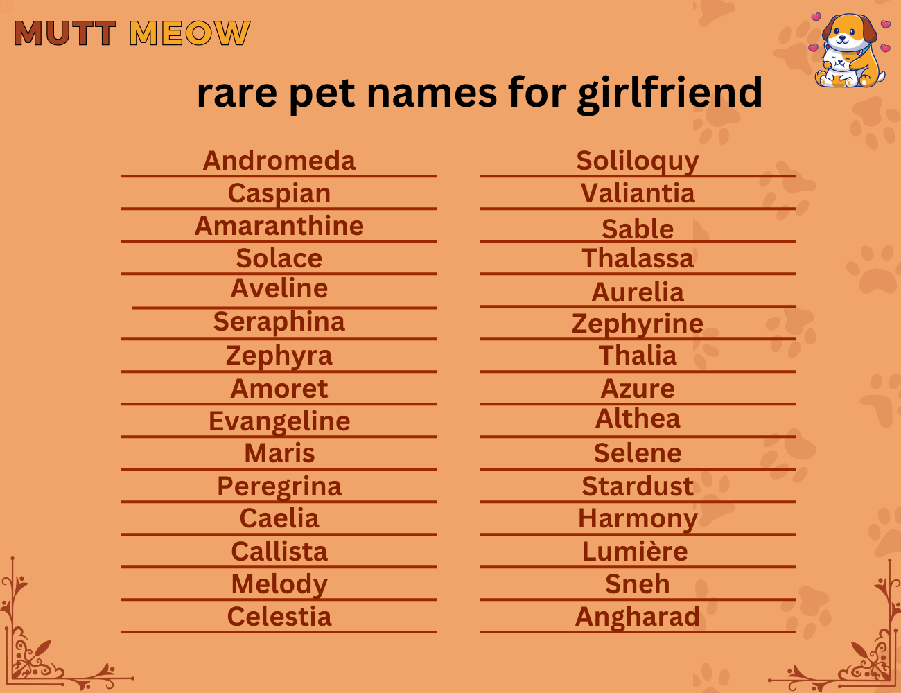 rare pet names for girlfriend