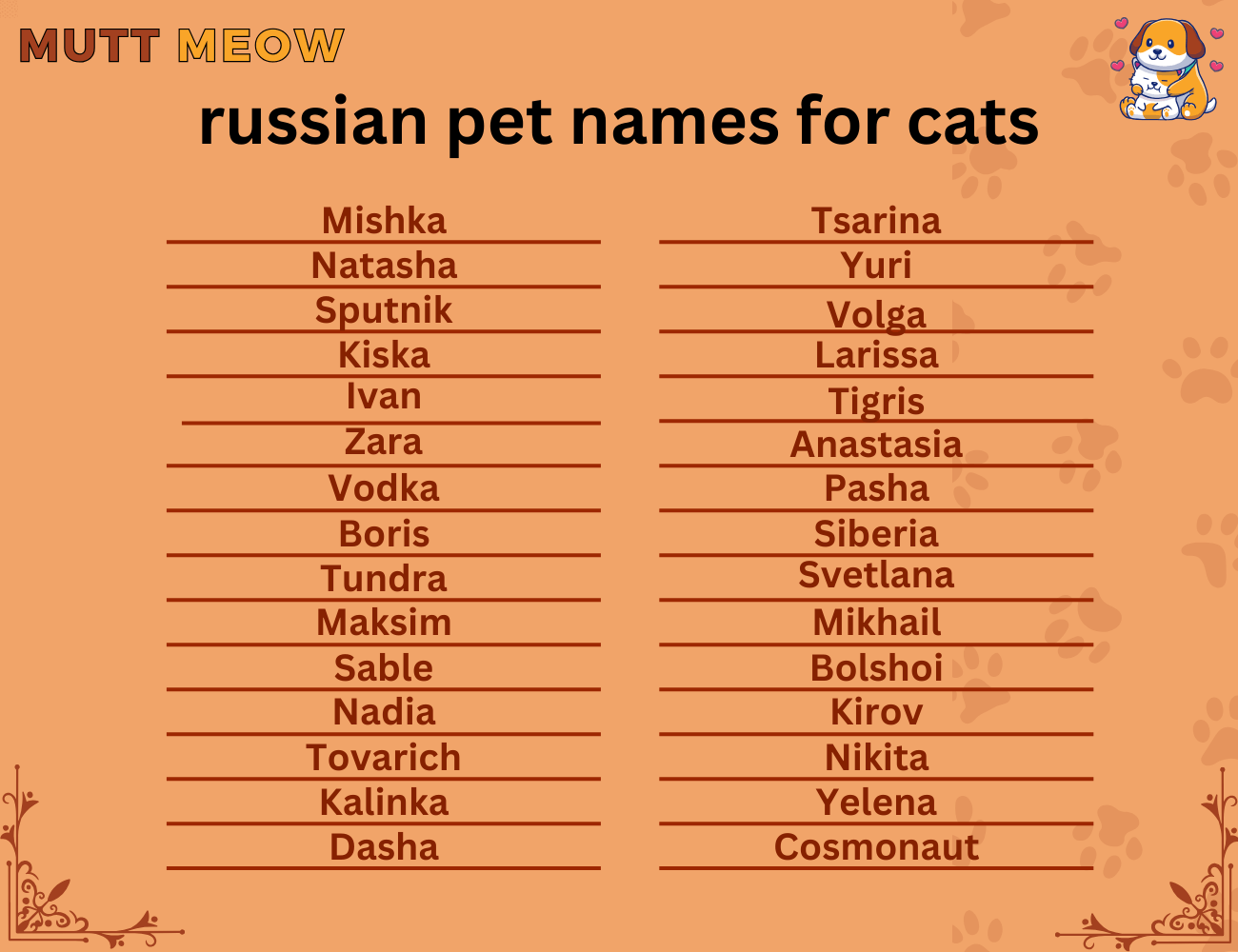 russian pet names for cats
