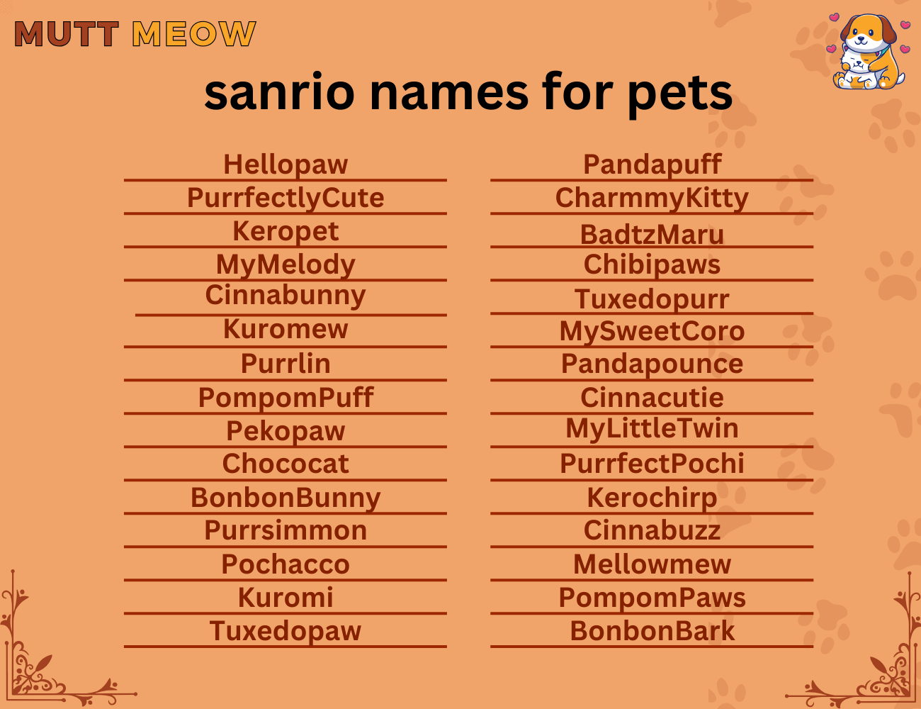 sanrio names for pets