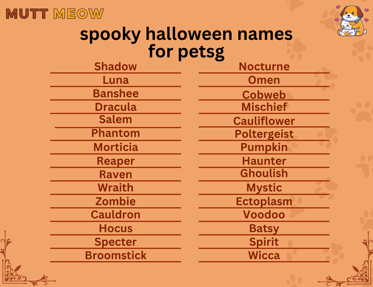 spooky halloween names for pets