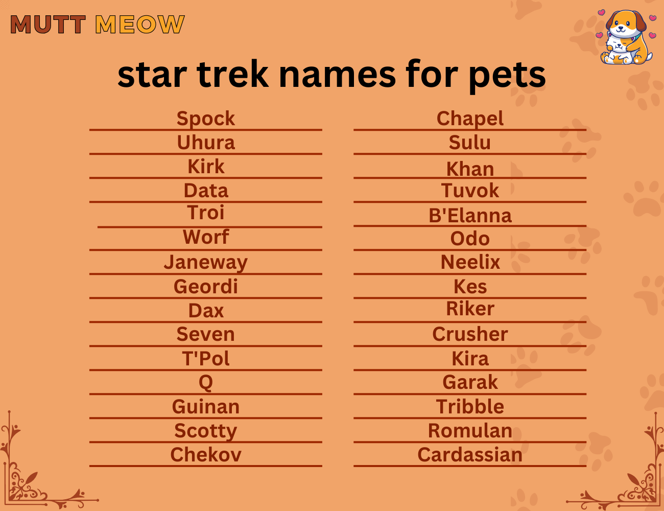 star trek names for pets