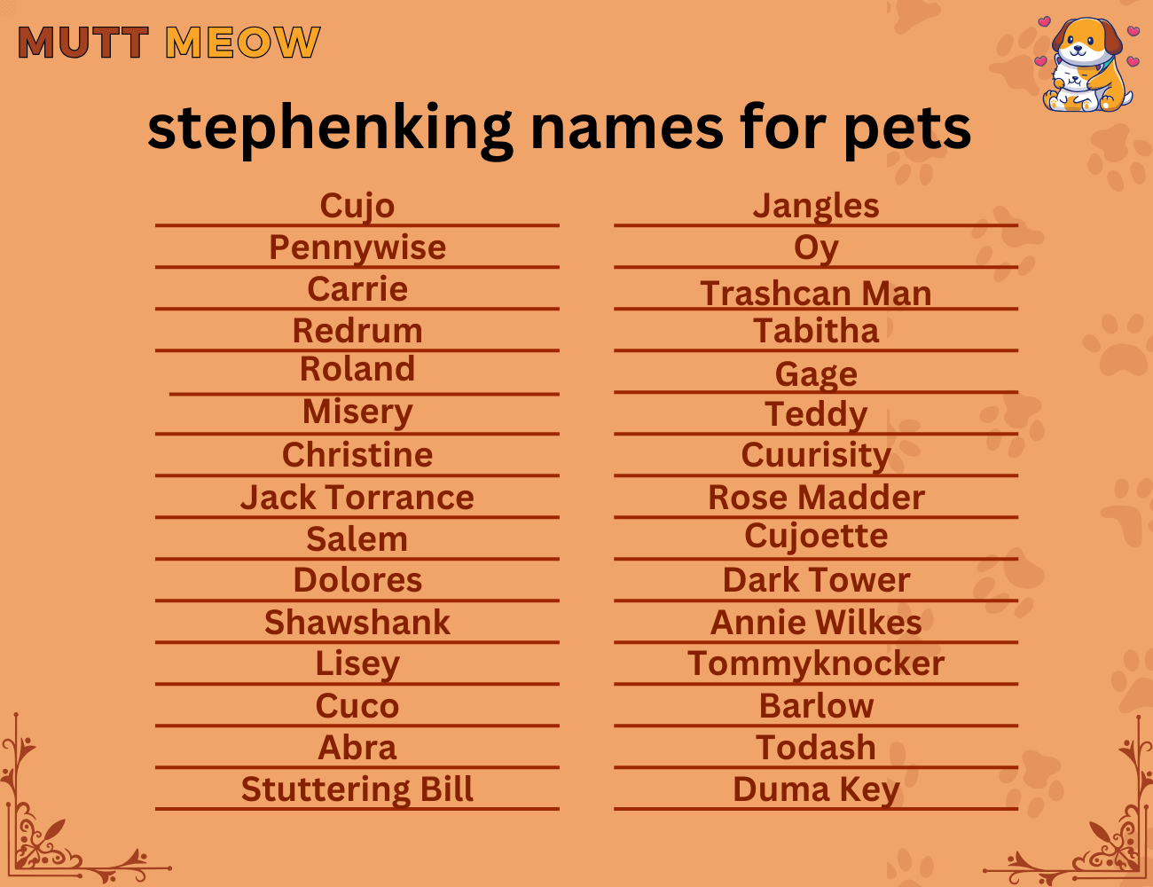 stephen king names for pets
