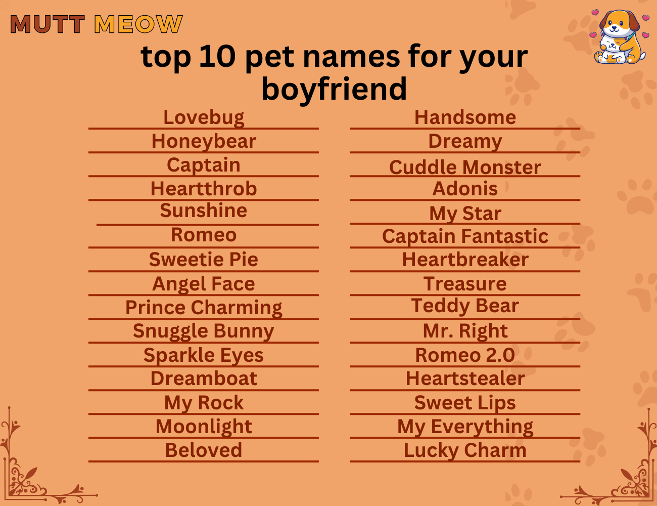 top 10 pet names for your boyfriend