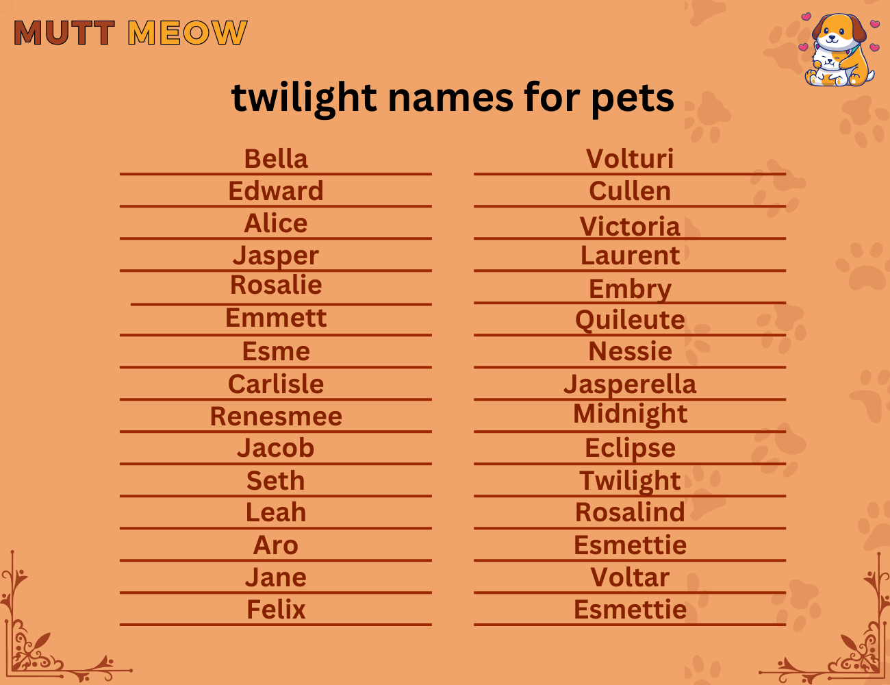 twilight names for pets