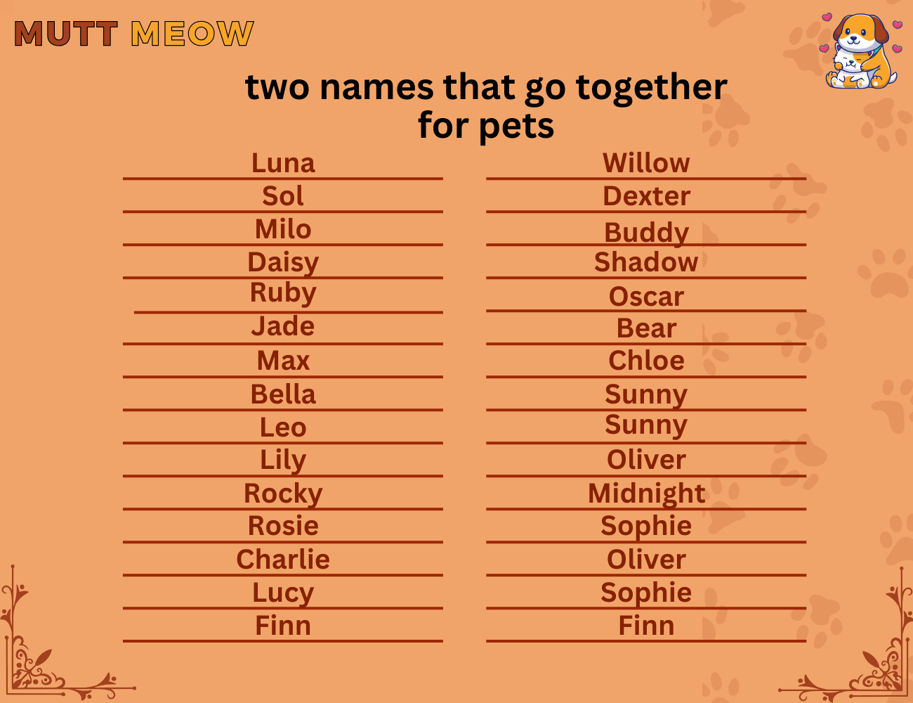two names that go together for pets
