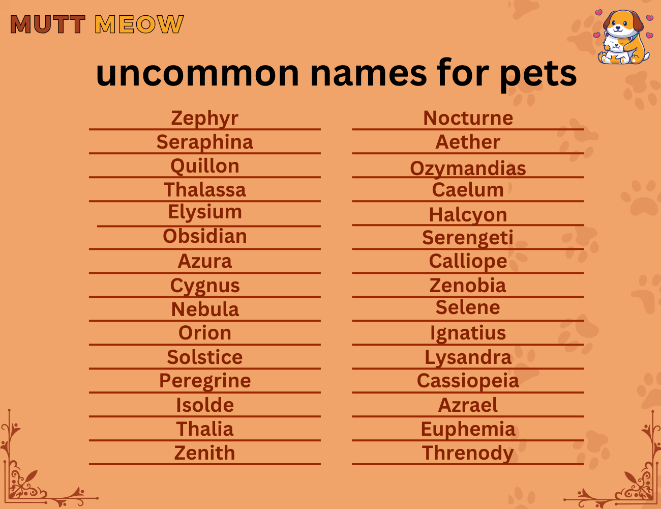 uncommon names for pets