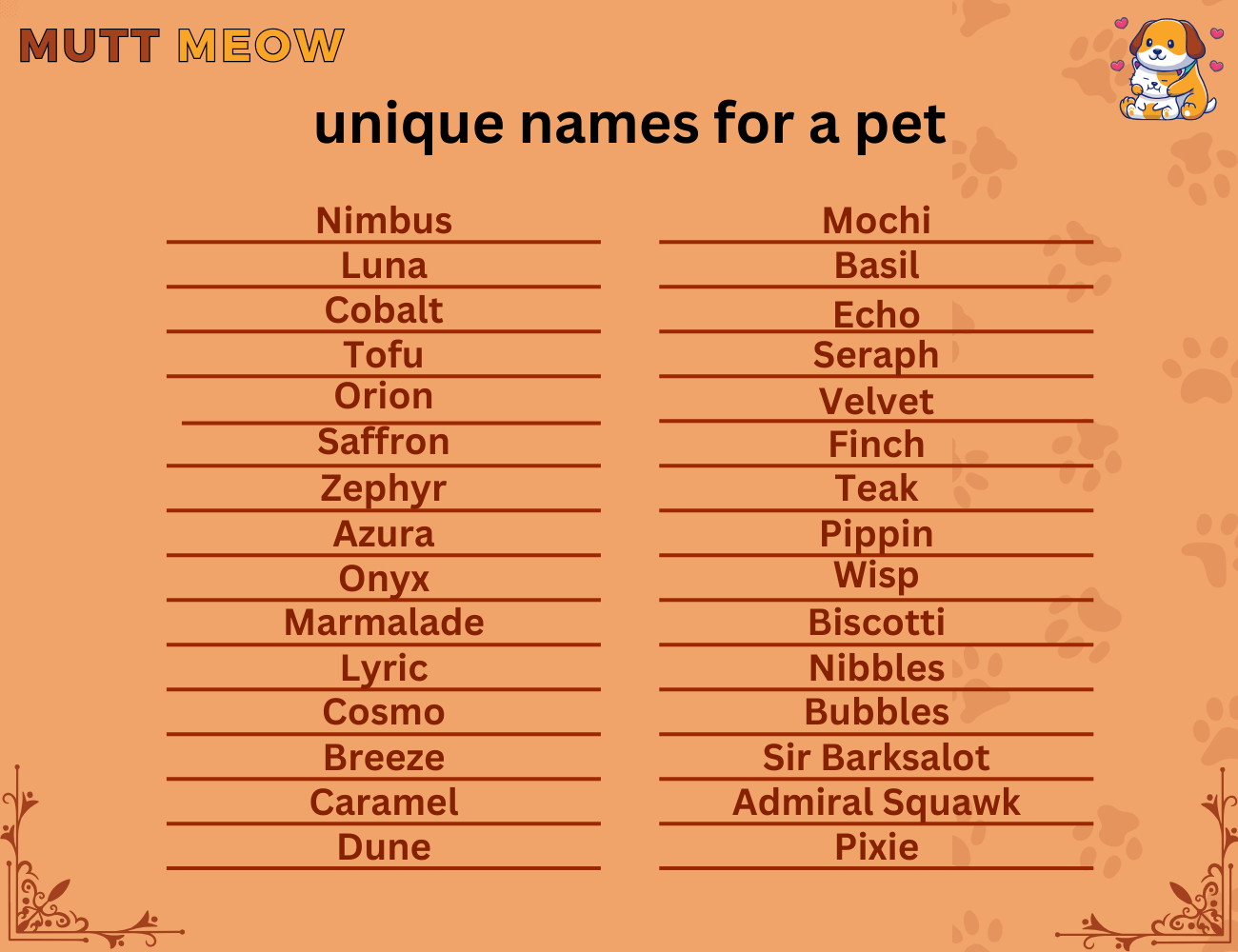 unique names for a pet