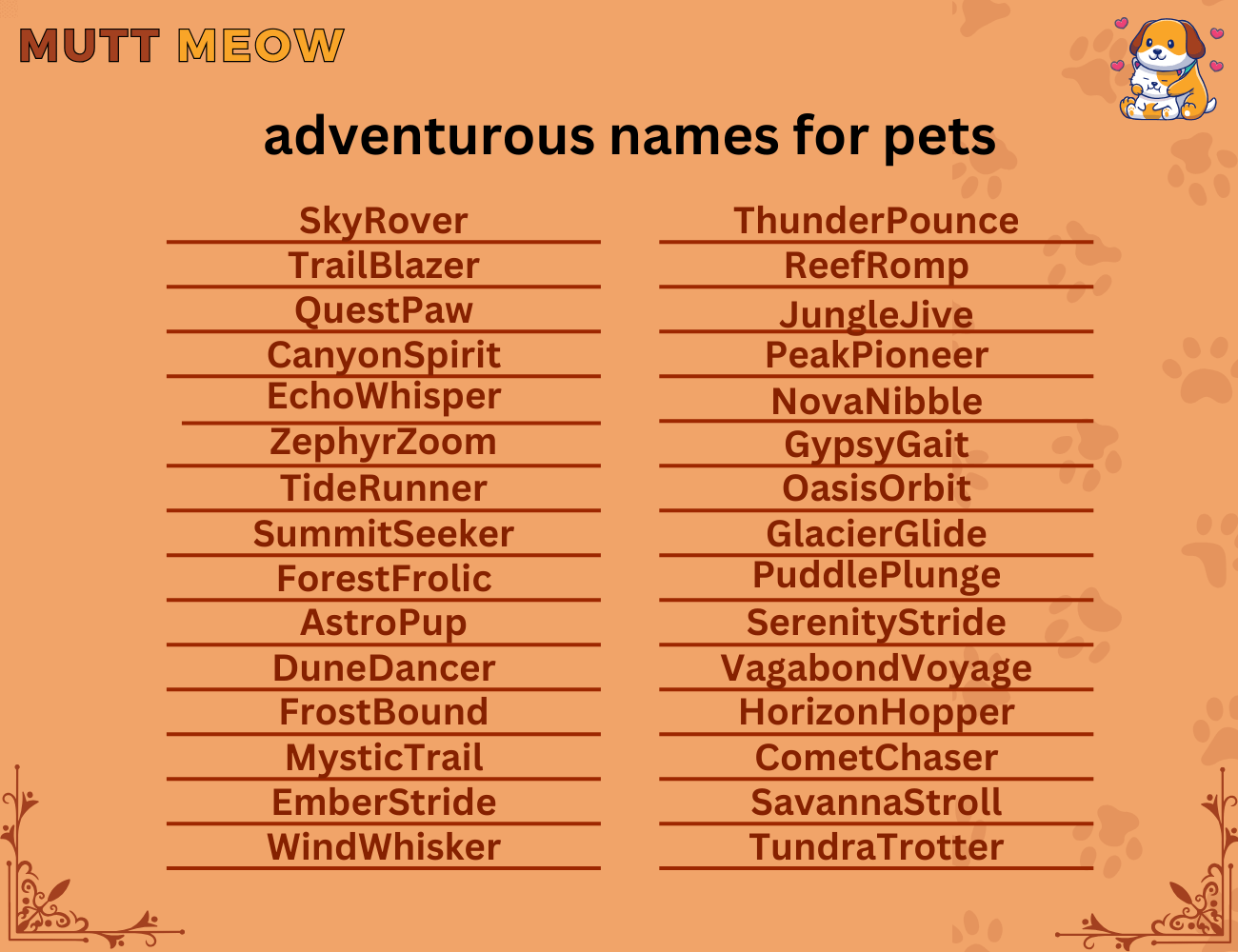 adventurous names for pets