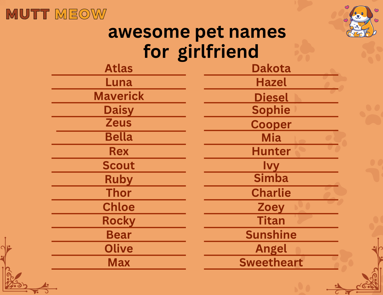 awesome pet names for girlfriend