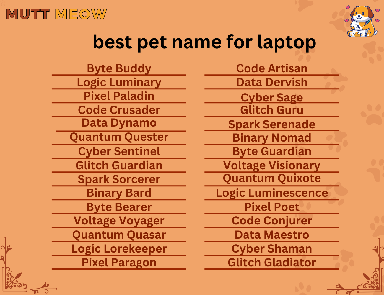 best pet name for laptop