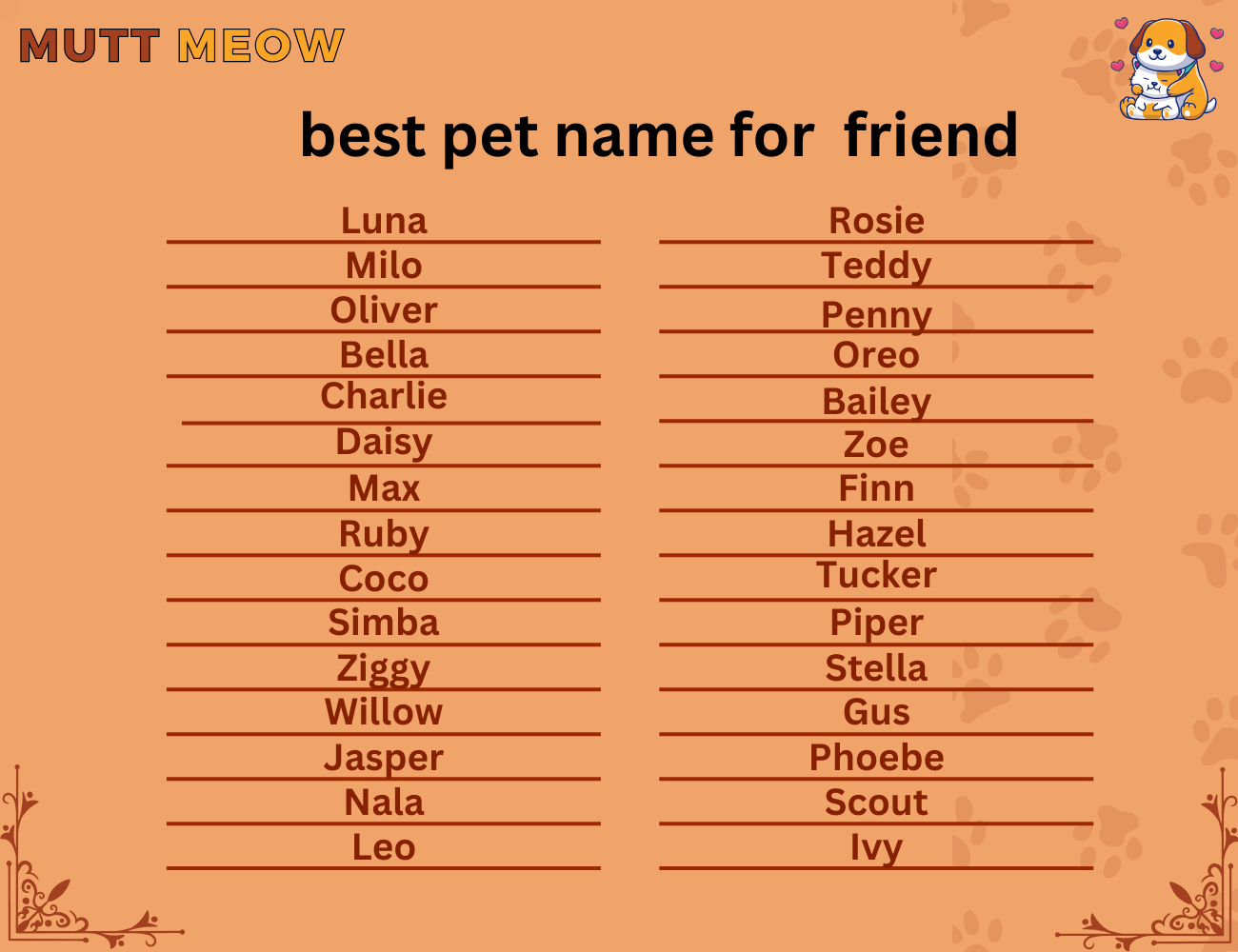 best pet names for friends