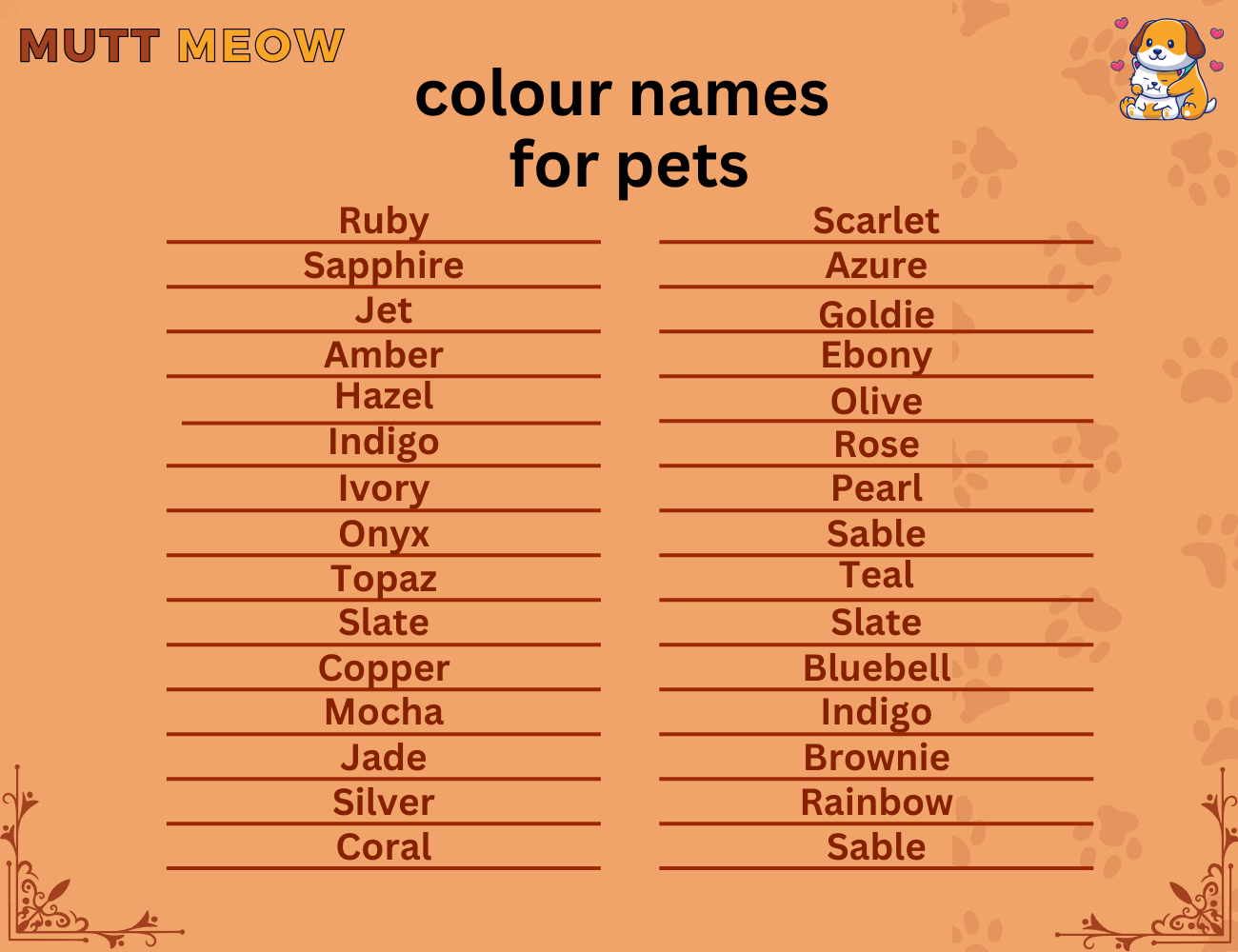 color names for pets