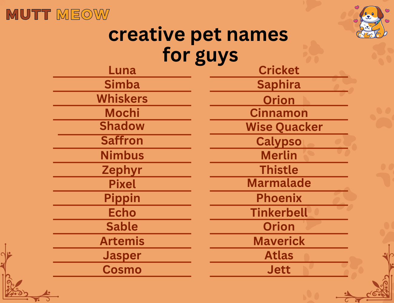 creative pet names for guys