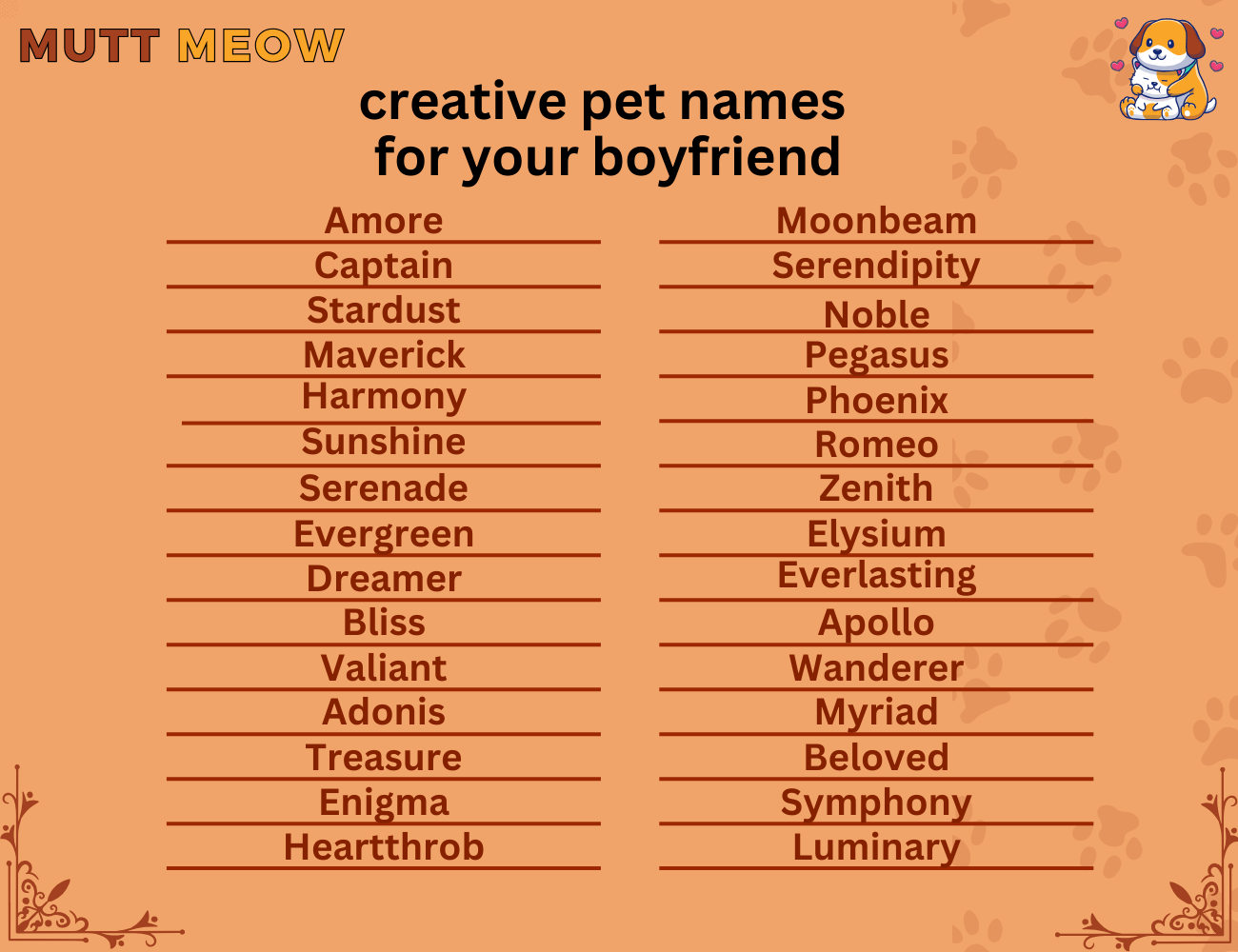 creative pet names for your boyfriend