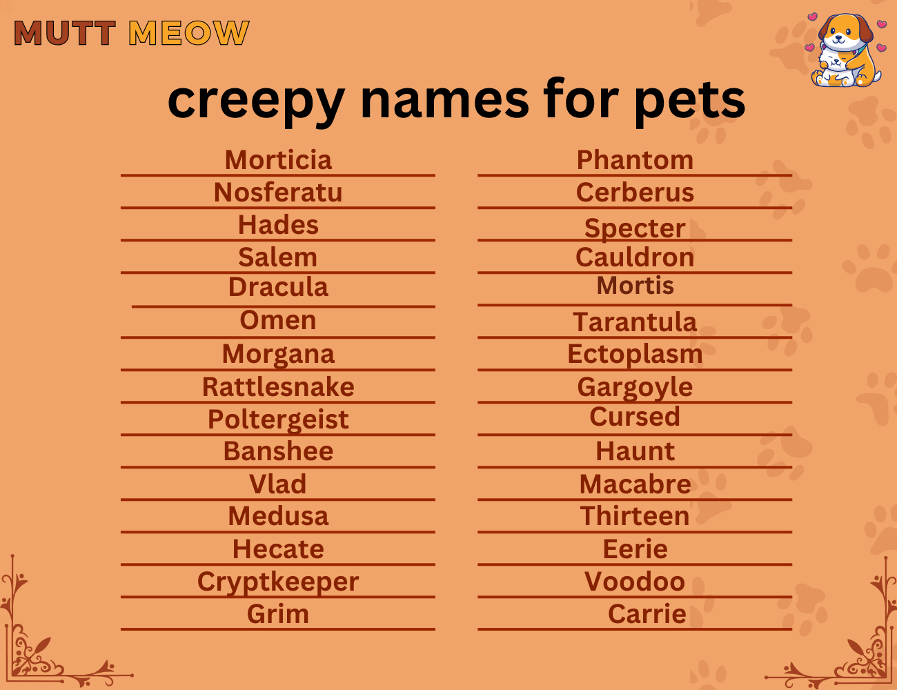 creepy names for pets