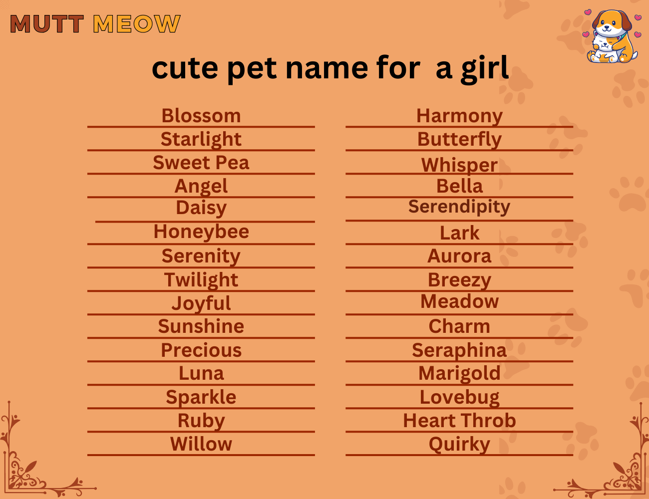 cute pet names for a girl