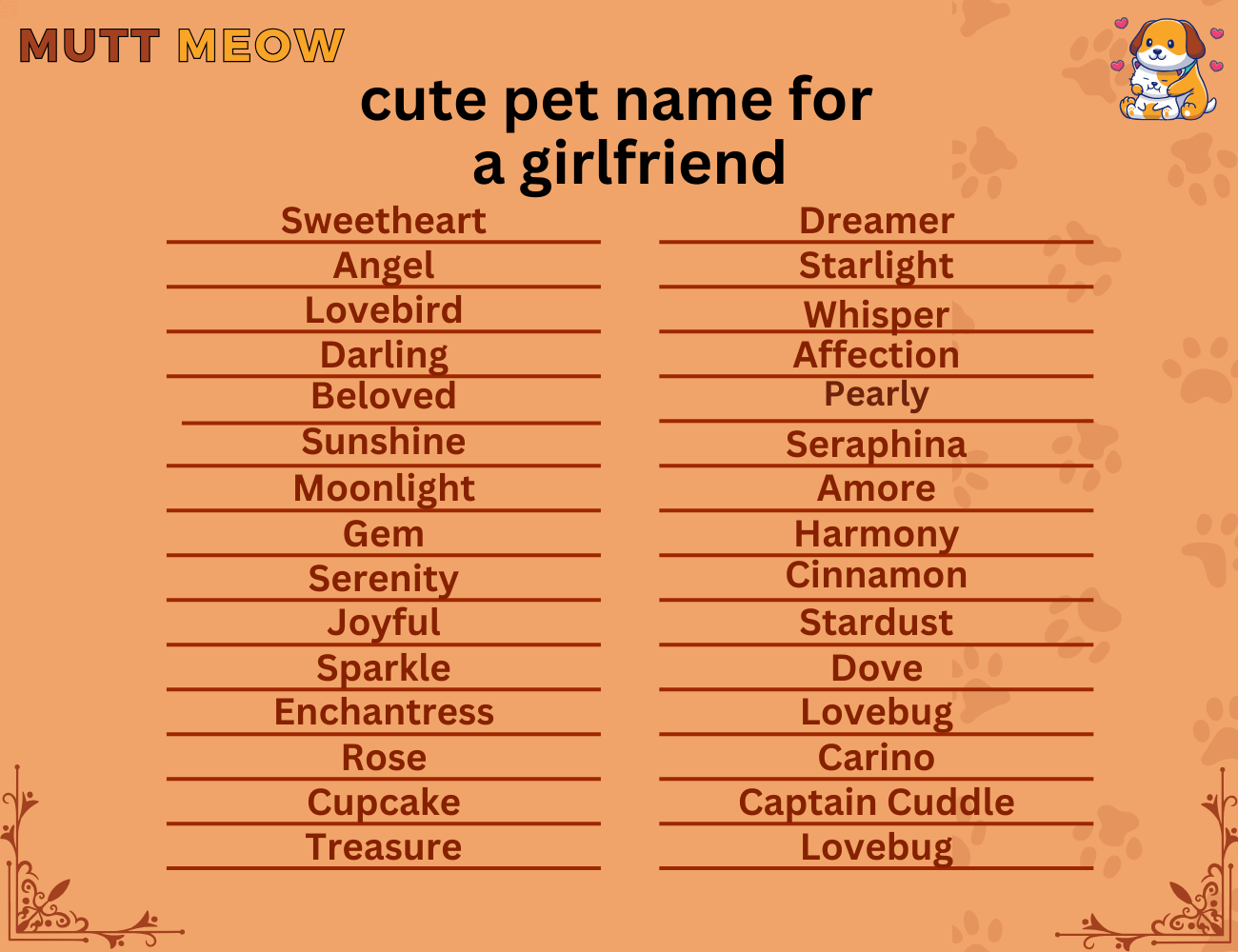 cute pet names for a girlfriend